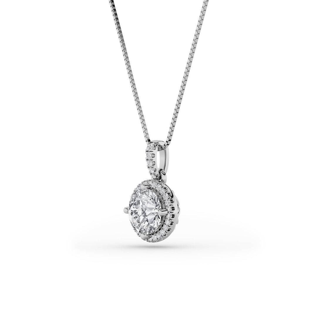 1.5Cttw Round Shaped Lab Grown Diamond (F/VS) Halo Pendant in 14K Gold