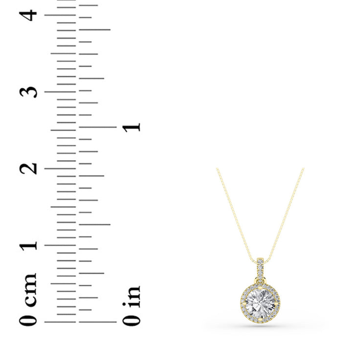 1.5Cttw Round Shaped Lab Grown Diamond (F/VS) Halo Pendant in 14K Gold