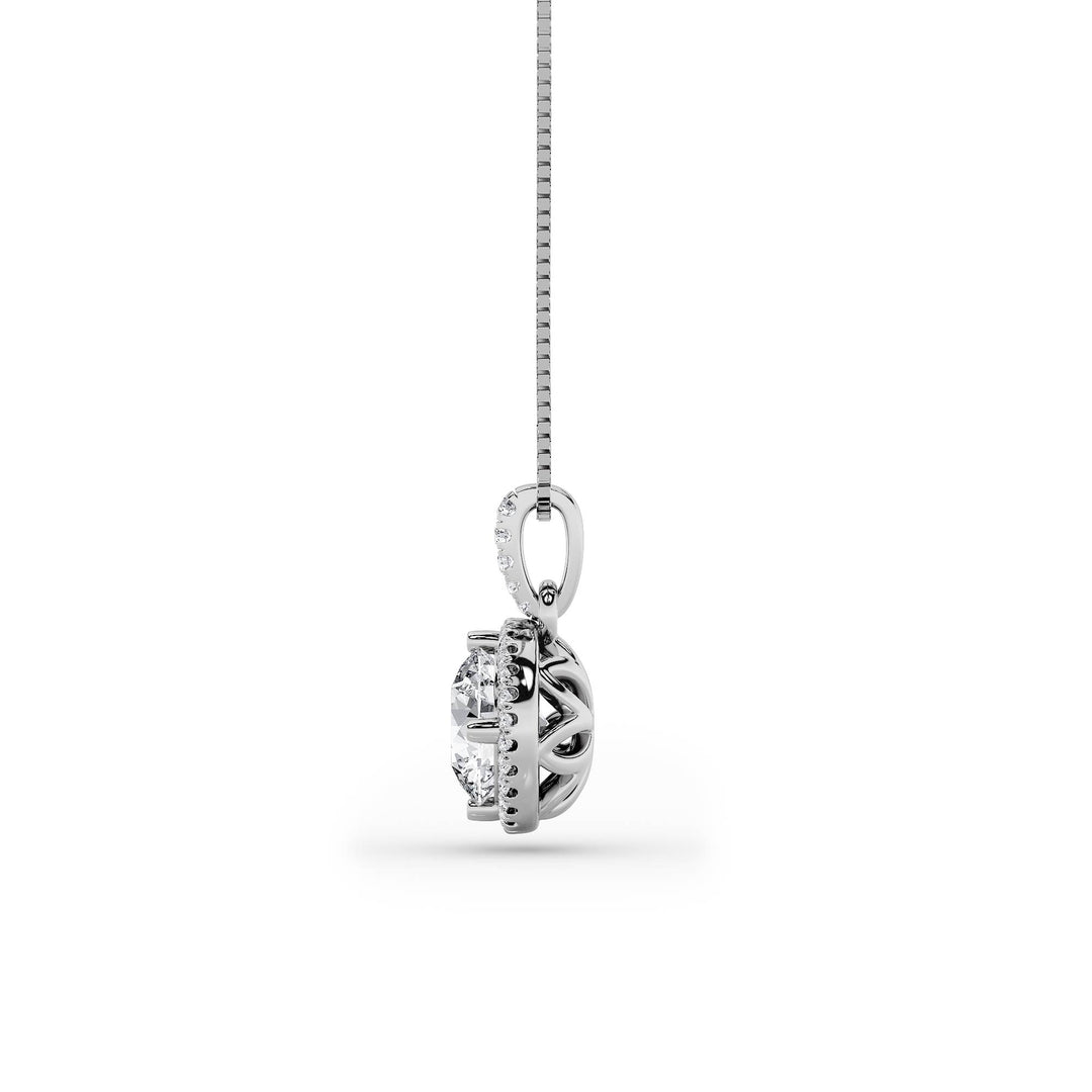 3Cttw Round Shaped Lab Grown Diamond (F/VS) Halo Pendant in 14K Gold
