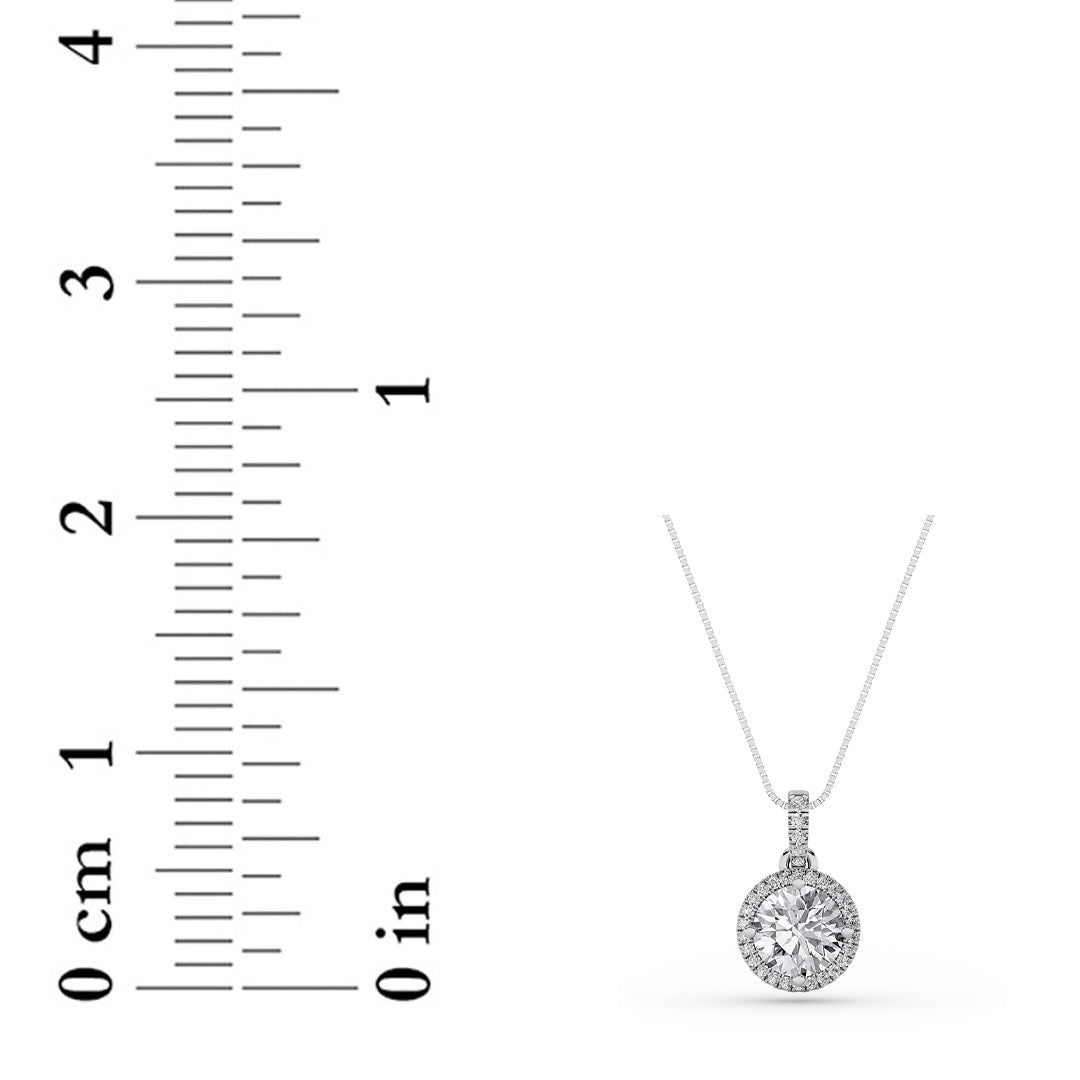 3Cttw Round Shaped Lab Grown Diamond (F/VS) Halo Pendant in 14K Gold