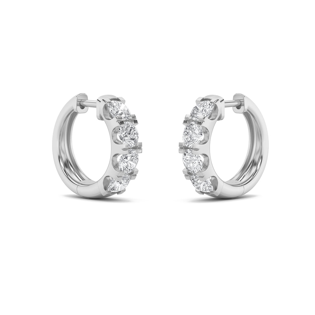 3Cttw Round Shaped Lab Grown Diamond (G/VS) Hoop Earrings in 14K Gold