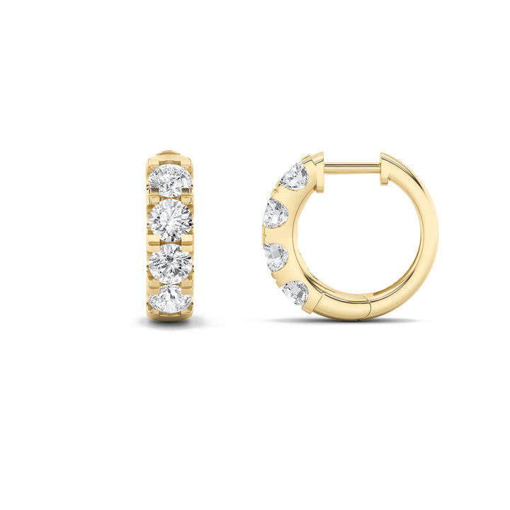 3Cttw Round Shaped Lab Grown Diamond (G/VS) Hoop Earrings in 14K Gold