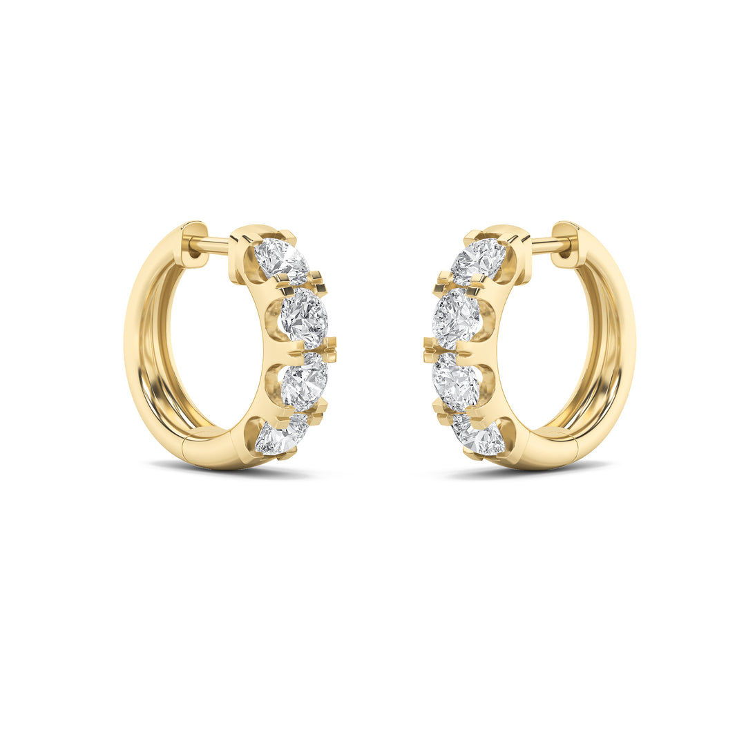 3Cttw Round Shaped Lab Grown Diamond (G/VS) Hoop Earrings in 14K Gold
