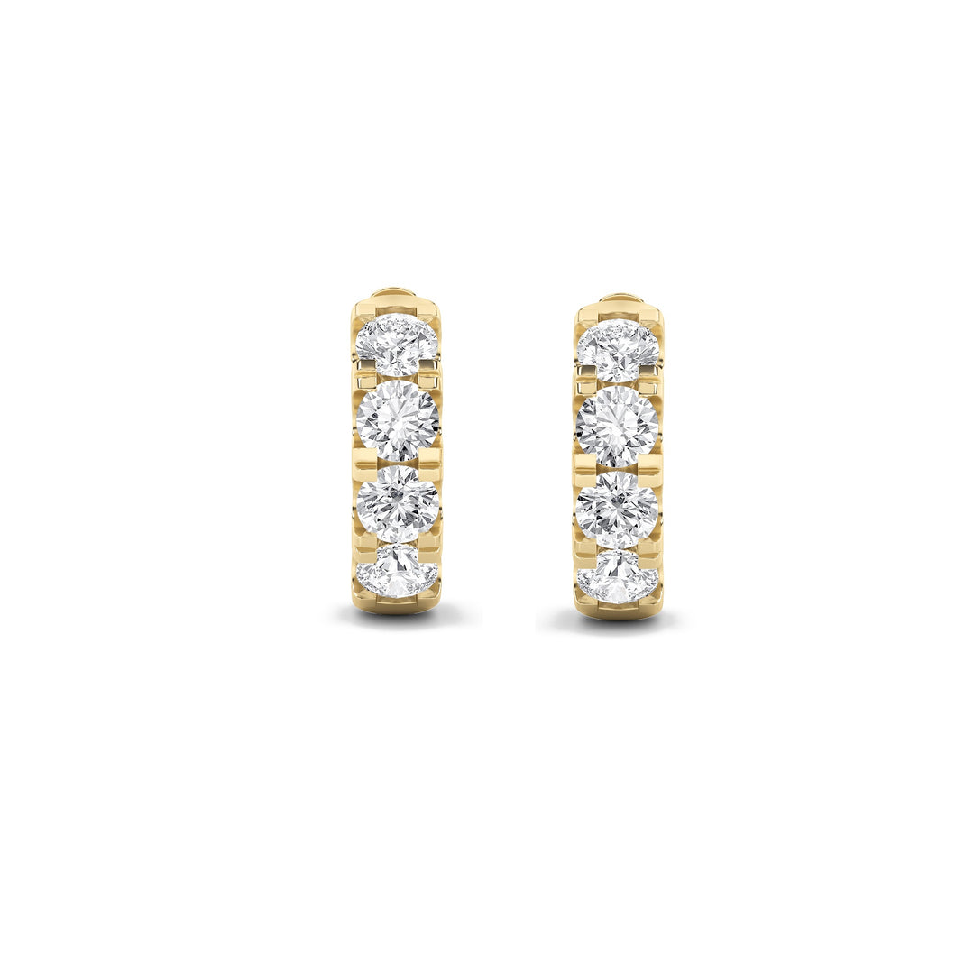 3Cttw Round Shaped Lab Grown Diamond (G/VS) Hoop Earrings in 14K Gold