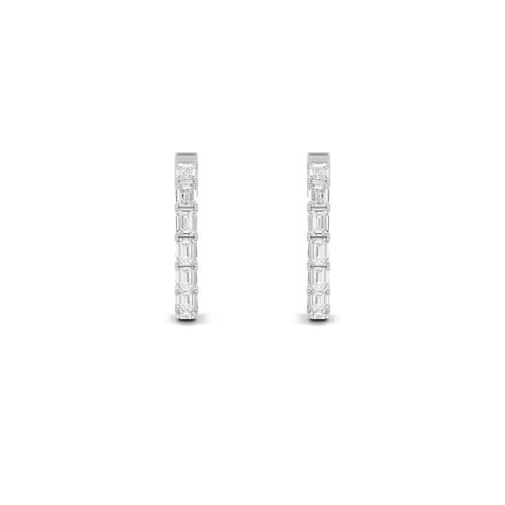 3.5Cttw Emerald Shaped Lab Grown Diamond (F/VS) Inside Out Hoop Earrings in 14K Gold