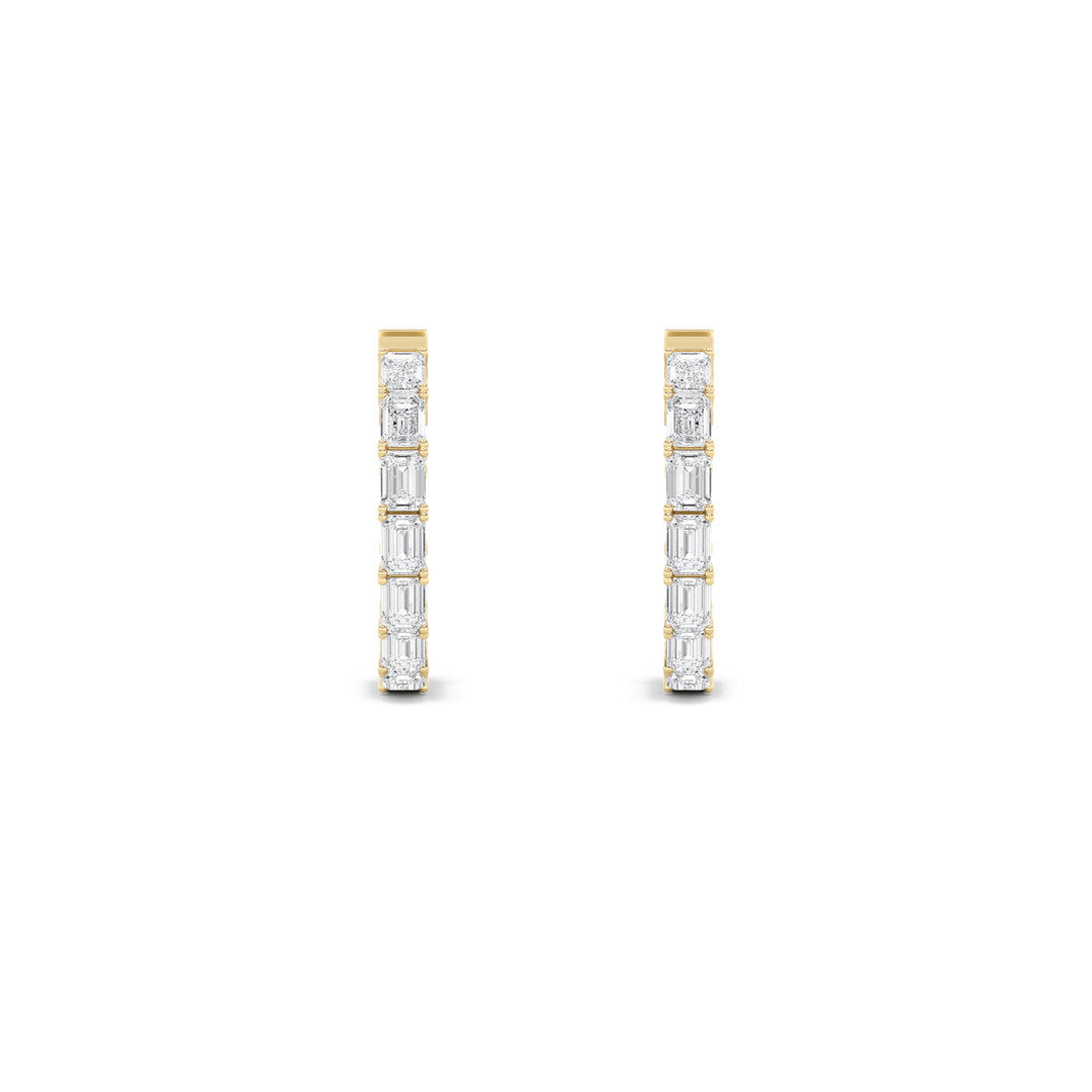 3.5Cttw Emerald Shaped Lab Grown Diamond (F/VS) Inside Out Hoop Earrings in 14K Gold
