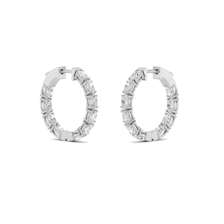 4Cttw Oval Shaped Lab Grown Diamond (F/VS) InsideOut Hoop Earrings in 14K Gold