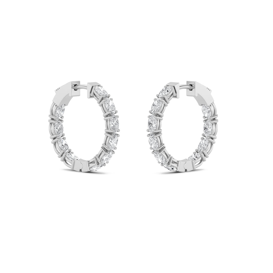 4Cttw Oval Shaped Lab Grown Diamond (G/VS) InsideOut Hoop Earrings in 14K Gold