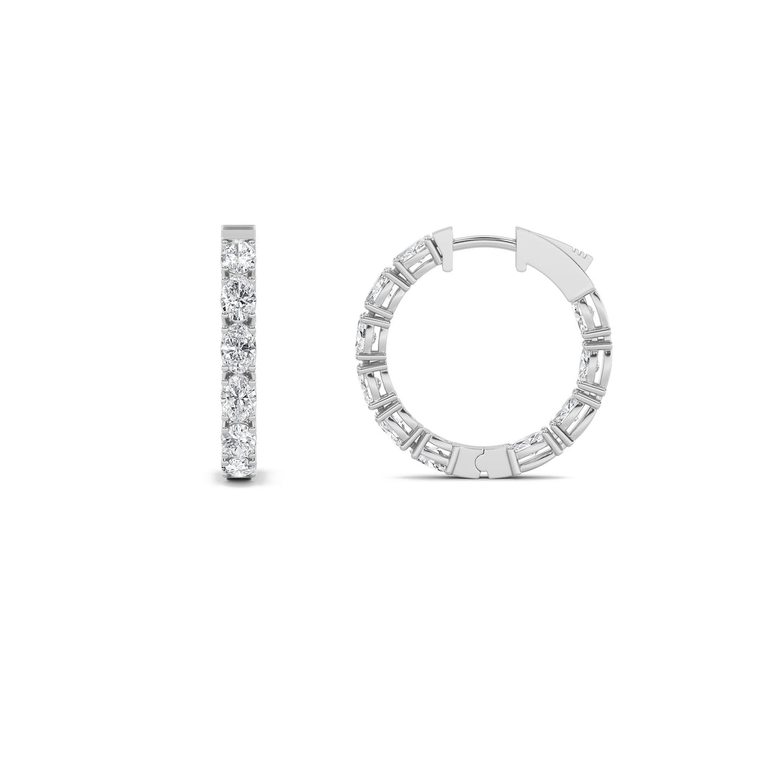 4Cttw Oval Shaped Lab Grown Diamond (F/VVS) Inside Out Hoop Earrings in 14K Gold