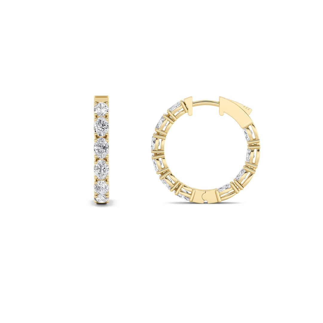 4Cttw Oval Shaped Lab Grown Diamond (G/VS) InsideOut Hoop Earrings in 14K Gold