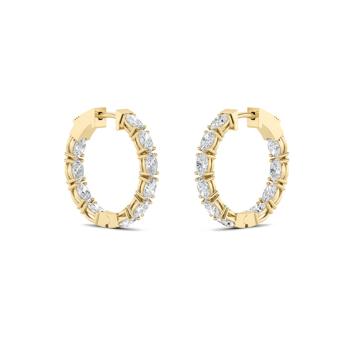 4Cttw Oval Shaped Lab Grown Diamond (G/VS) InsideOut Hoop Earrings in 14K Gold