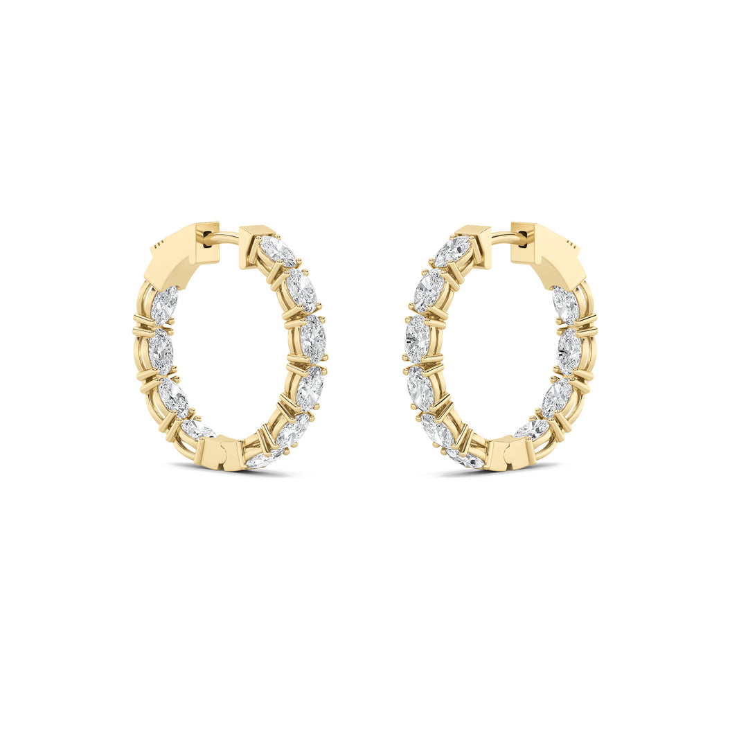 4Cttw Oval Shaped Lab Grown Diamond (F/VVS) Inside Out Hoop Earrings in 14K Gold