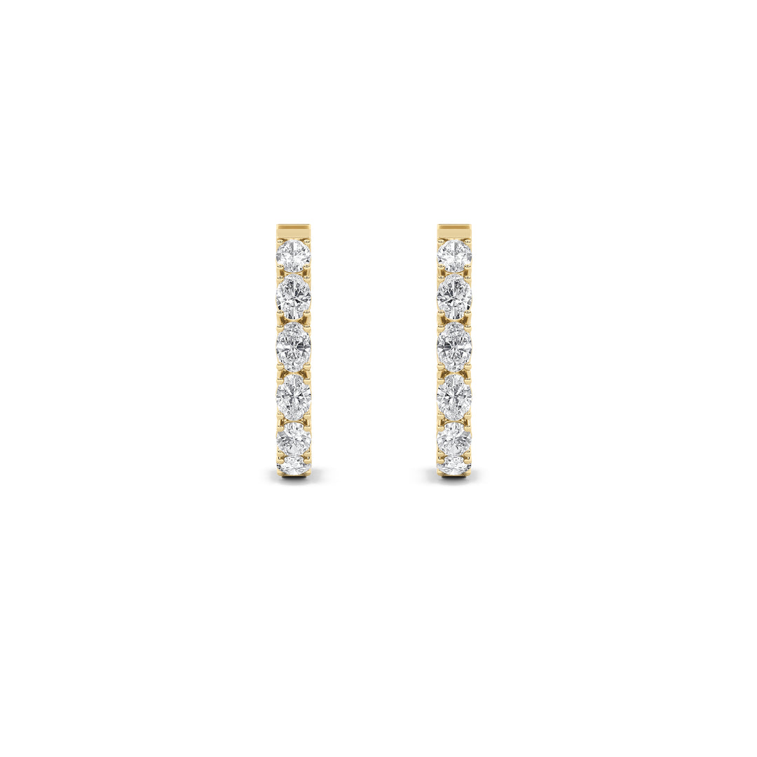 4Cttw Oval Shaped Lab Grown Diamond (F/VVS) Inside Out Hoop Earrings in 14K Gold