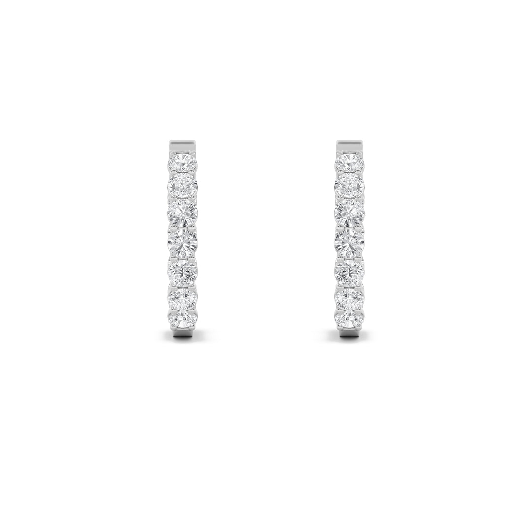 4Cttw Round Shaped Lab Grown Diamond (F/VS) Inside Out Hoop Earrings in 14K Gold
