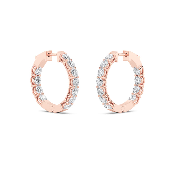 4Cttw Round Shaped Lab Grown Diamond (F/VS) Inside Out Hoop Earrings in 14K Gold