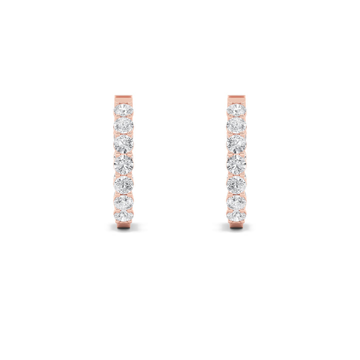 4Cttw Round Shaped Lab Grown Diamond (F/VS) Inside Out Hoop Earrings in 14K Gold
