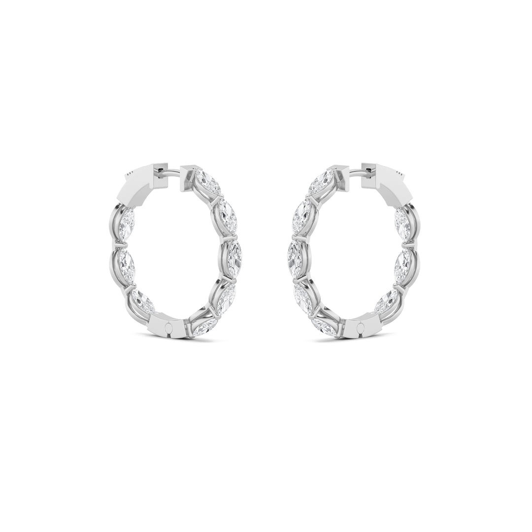 4Cttw Marquise Shaped Lab Grown Diamond (F/VS) Inside Out Hoop Earrings in 14K Gold