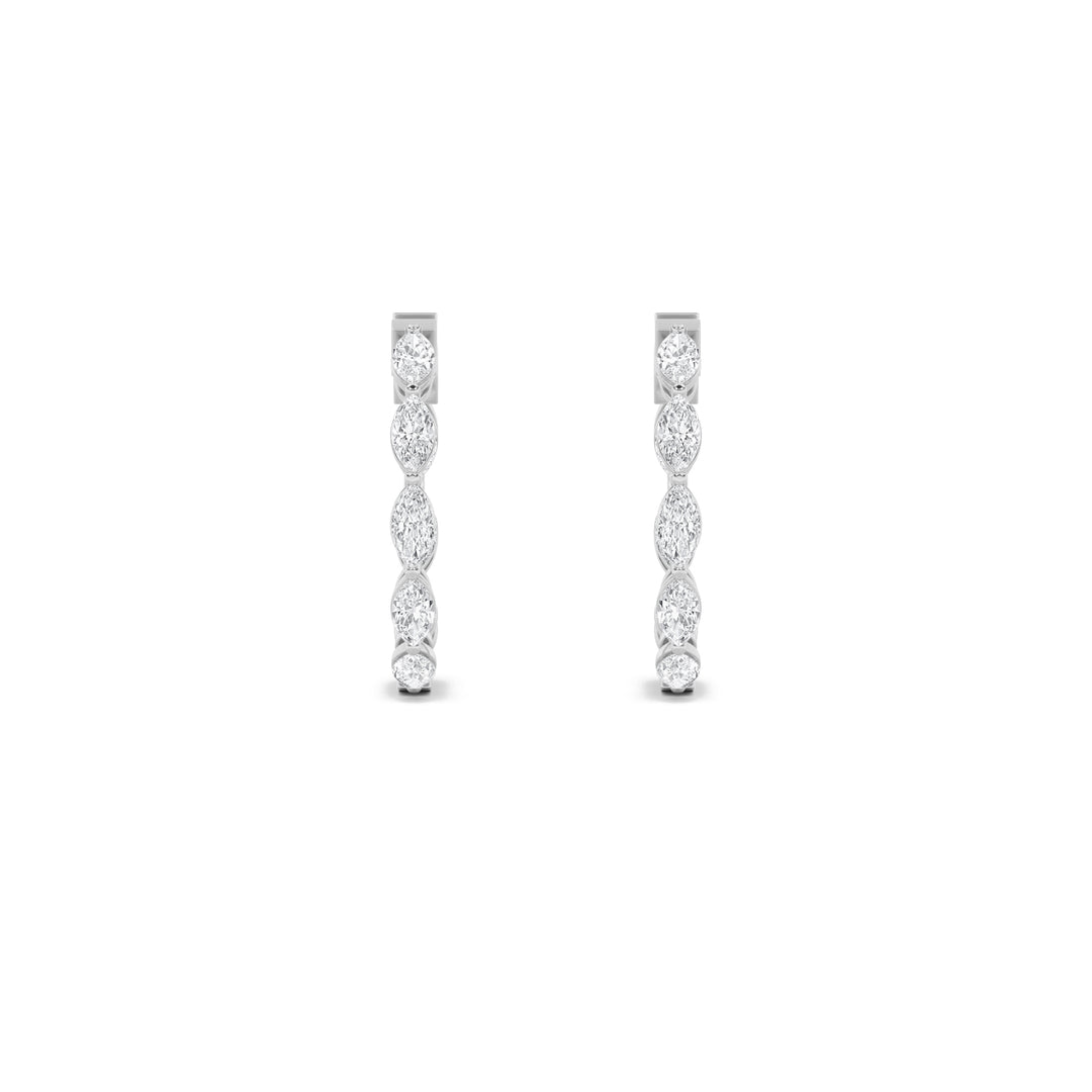 4Cttw Marquise Shaped Lab Grown Diamond (F/VS) Inside Out Hoop Earrings in 14K Gold