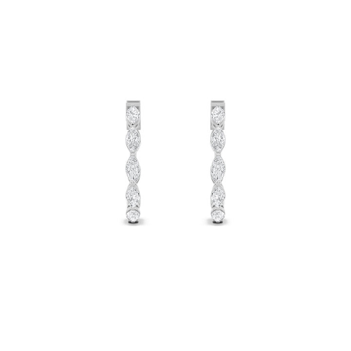4Cttw Marquise Shaped Lab Grown Diamond (F/VS) Inside Out Hoop Earrings in 14K Gold