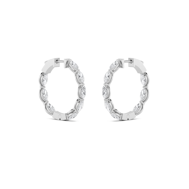 4Cttw Marquise Shaped Lab Grown Diamond (F/VVS) Inside Out Hoop Earrings in 14K Gold