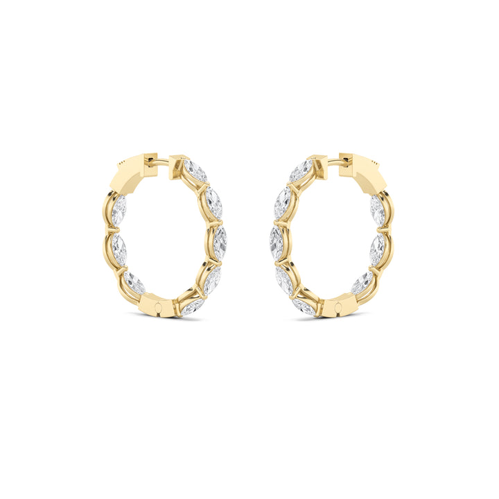 4Cttw Marquise Shaped Lab Grown Diamond (F/VS) Inside Out Hoop Earrings in 14K Gold