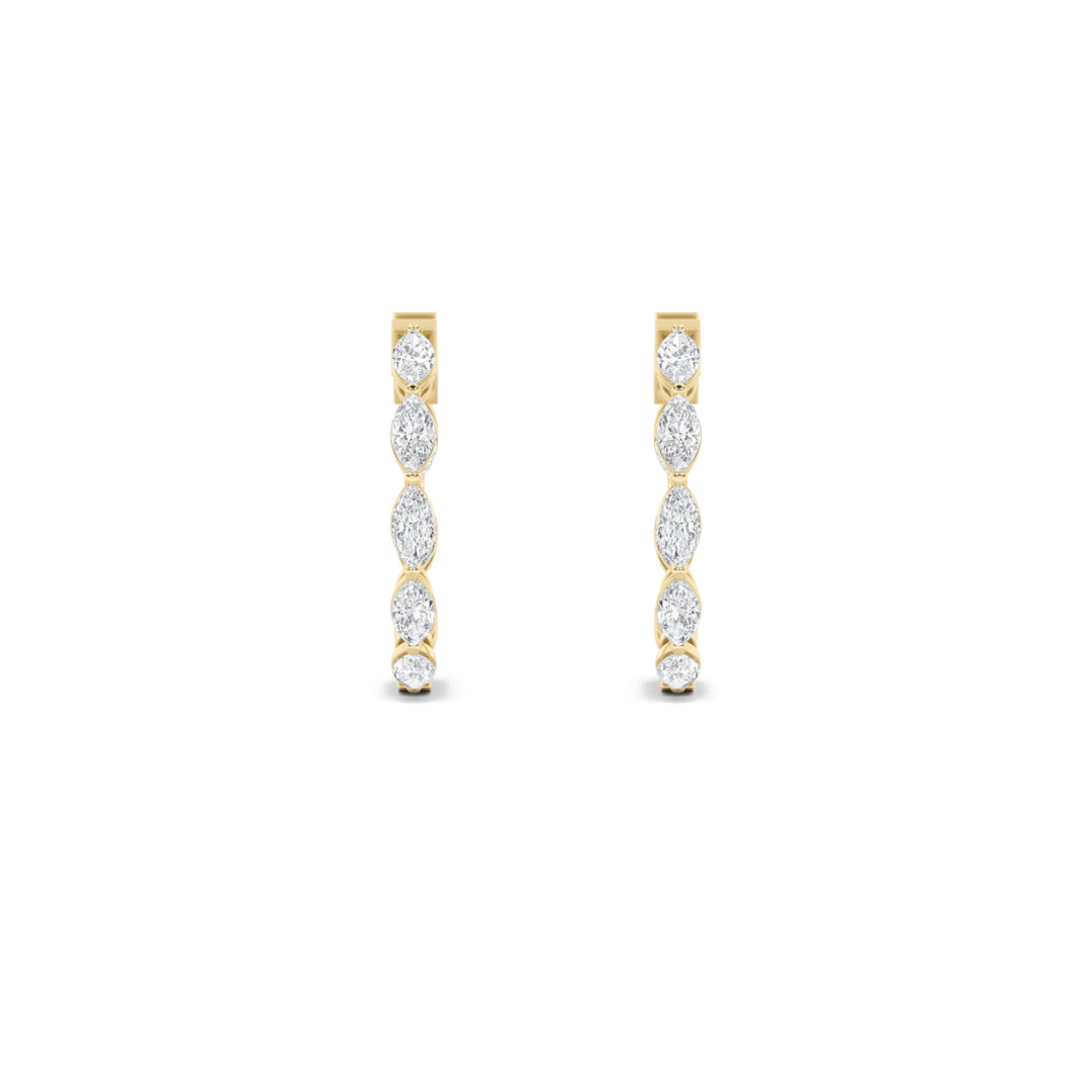 4Cttw Marquise Shaped Lab Grown Diamond (F/VS) Inside Out Hoop Earrings in 14K Gold
