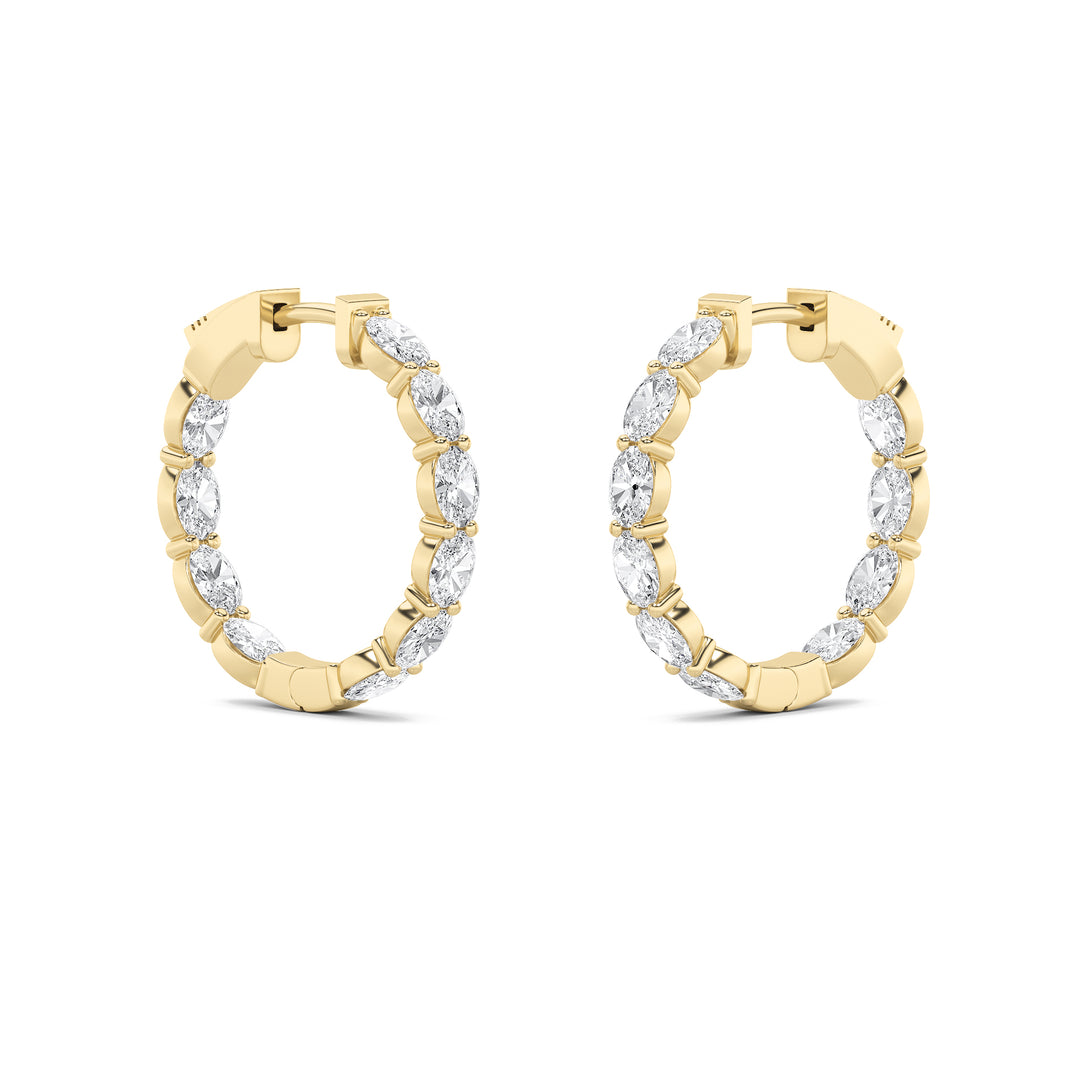 4Cttw Oval Shaped Lab Grown Diamond (G/VS) InsideOut Hoop Earrings in 14K Gold