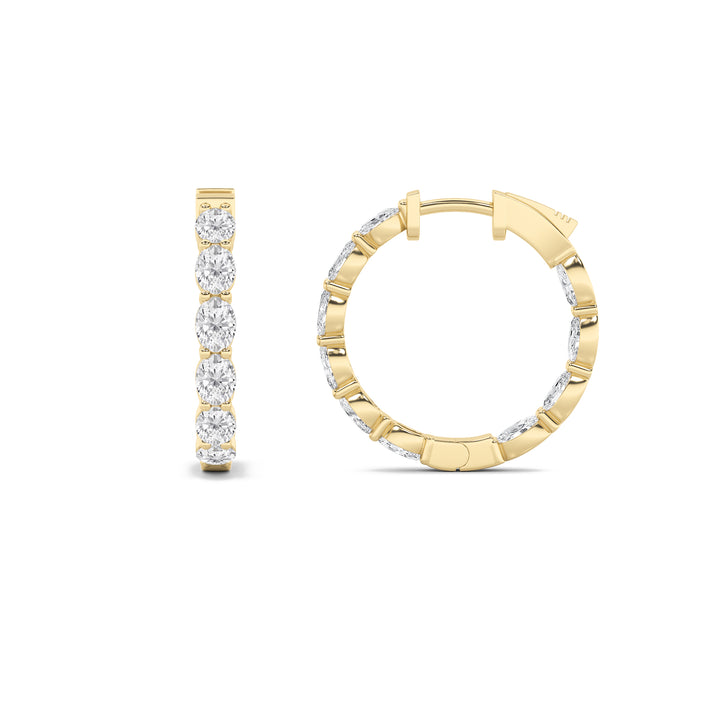 4Cttw Oval Shaped Lab Grown Diamond (G/VS) InsideOut Hoop Earrings in 14K Gold