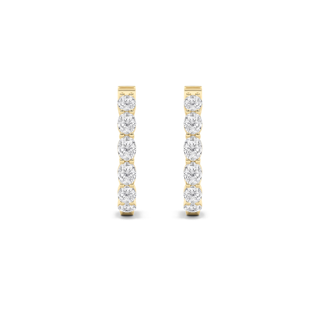 4Cttw Oval Shaped Lab Grown Diamond (G/VS) InsideOut Hoop Earrings in 14K Gold