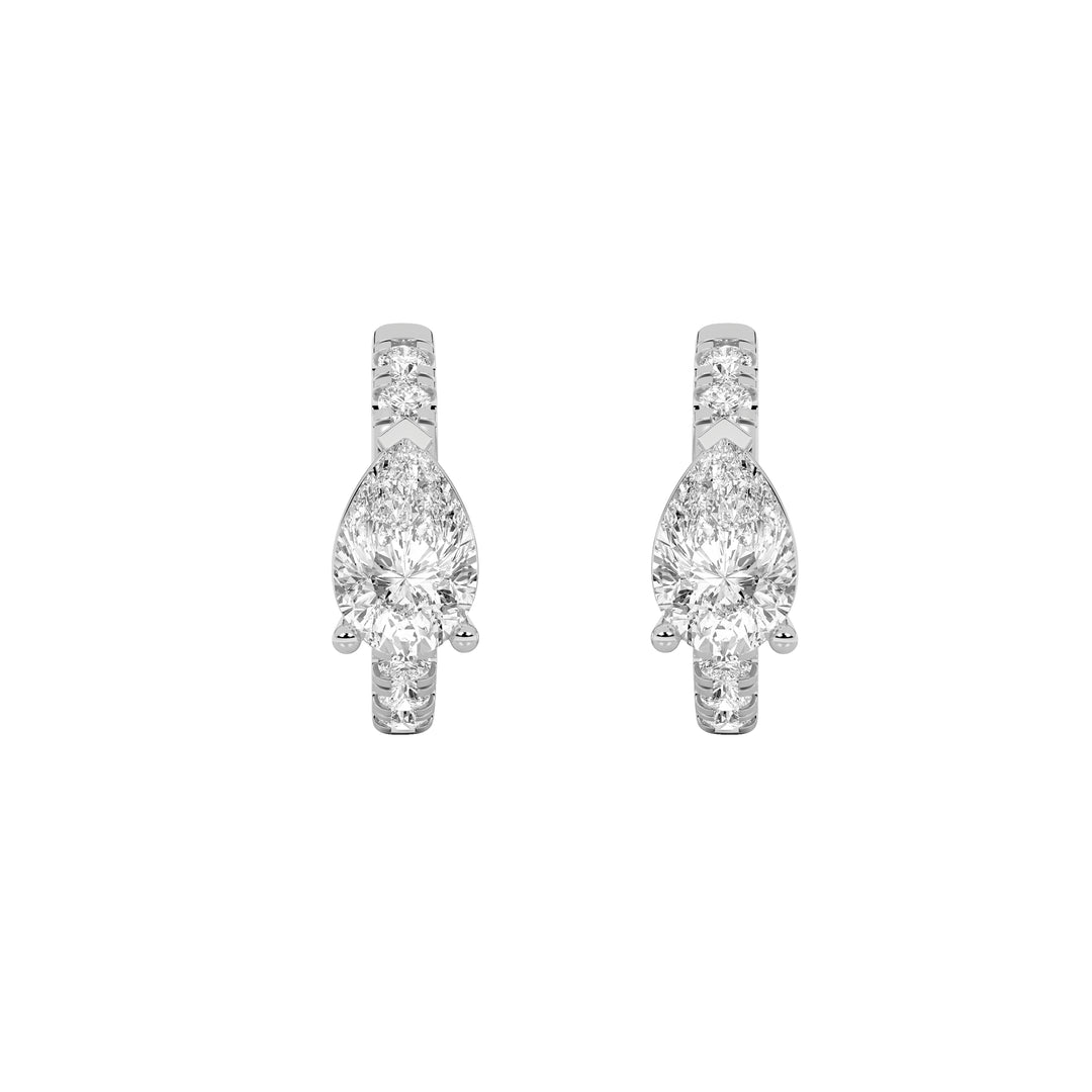 1.5CTW Pear Shaped Lab Grown Diamond (G/VS) Solitare Accent Huggie Earrings in 14K Gold