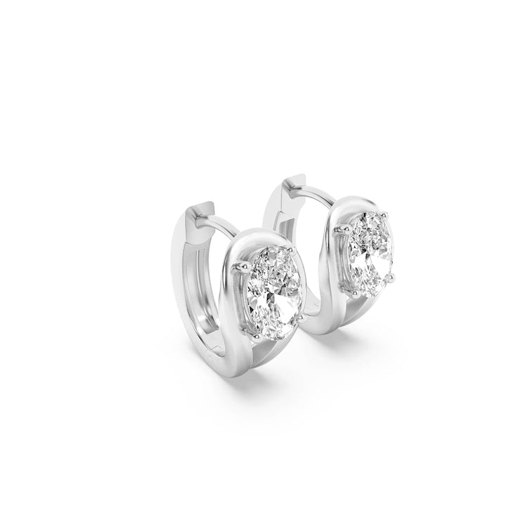1.5Cttw Oval Shaped Lab Grown Diamond (F/VS) Fashion Earrings in 14K Gold