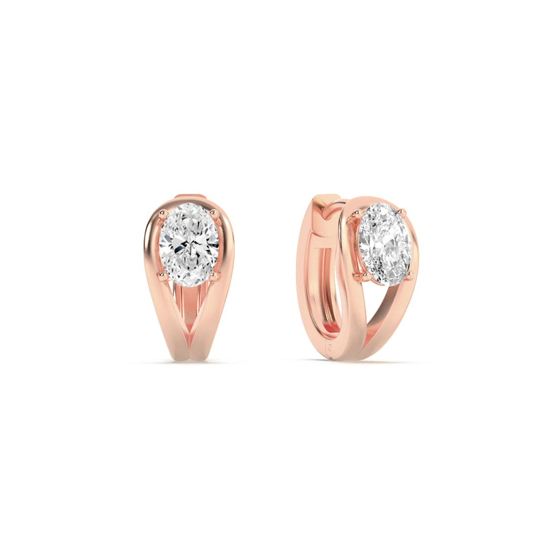1.5Cttw Oval Shaped Lab Grown Diamond (F/VS) Fashion Earrings in 14K Gold
