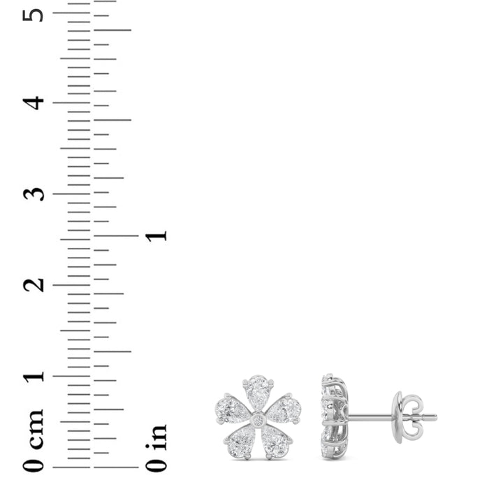 1.5CTW Pear Shaped Lab Grown Diamond (F/VS) Floral Earrings in 14K Gold