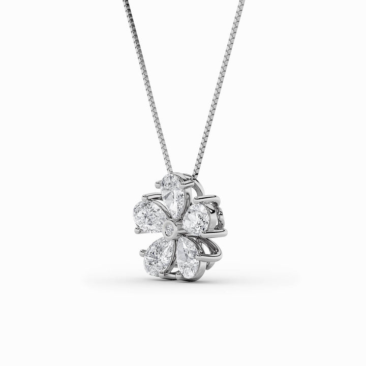 1.5CTW Pear Shaped Lab Grown Diamond (F/VS) Floral Pendant in 14K Gold