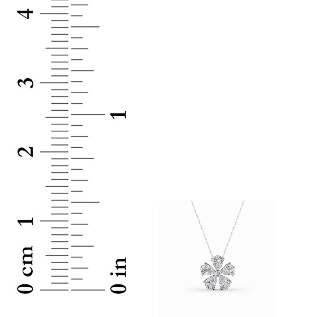 1.5CTW Pear Shaped Lab Grown Diamond (F/VS) Floral Pendant in 14K Gold
