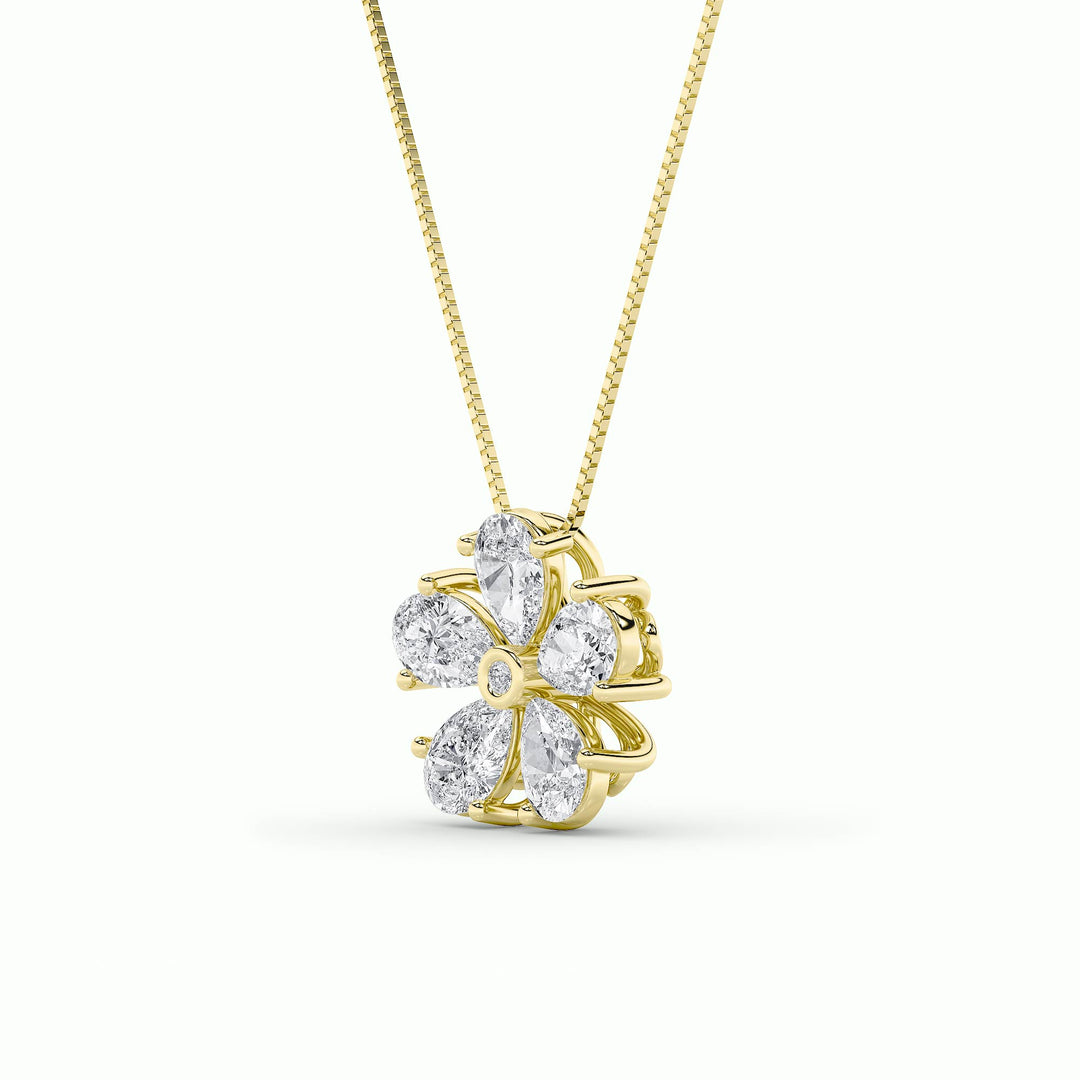 1.5CTW Pear Shaped Lab Grown Diamond (F/VS) Floral Pendant in 14K Gold
