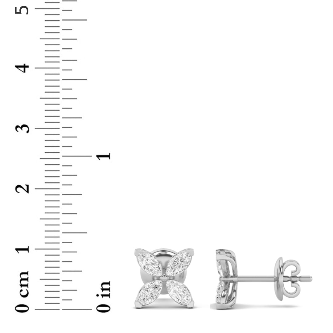1.5CTW Marquise Shaped Lab Grown Diamond (G/VS) Flower Earrings in 14K Gold