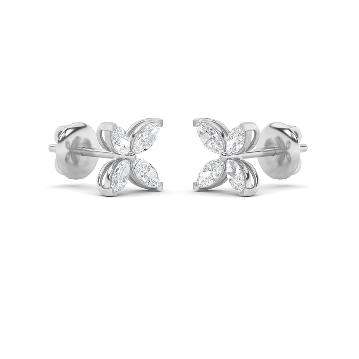 1.5CTW Marquise Shaped Lab Grown Diamond (F/VVS) Flower Earrings in 14K Gold