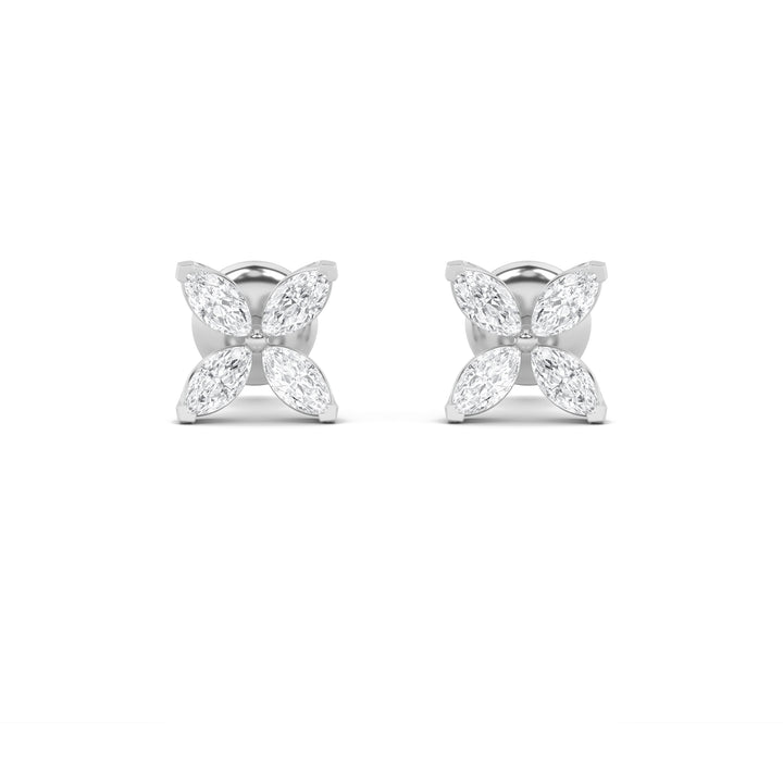 1.5CTW Marquise Shaped Lab Grown Diamond (F/VVS) Flower Earrings in 14K Gold