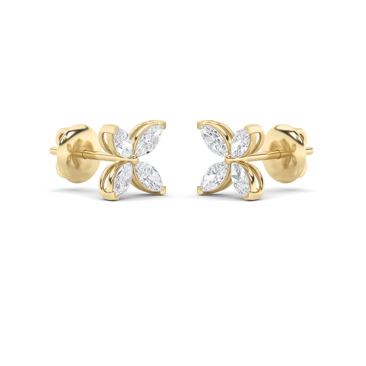 1.5CTW Marquise Shaped Lab Grown Diamond (F/VS) Flower Earrings in 14K Gold