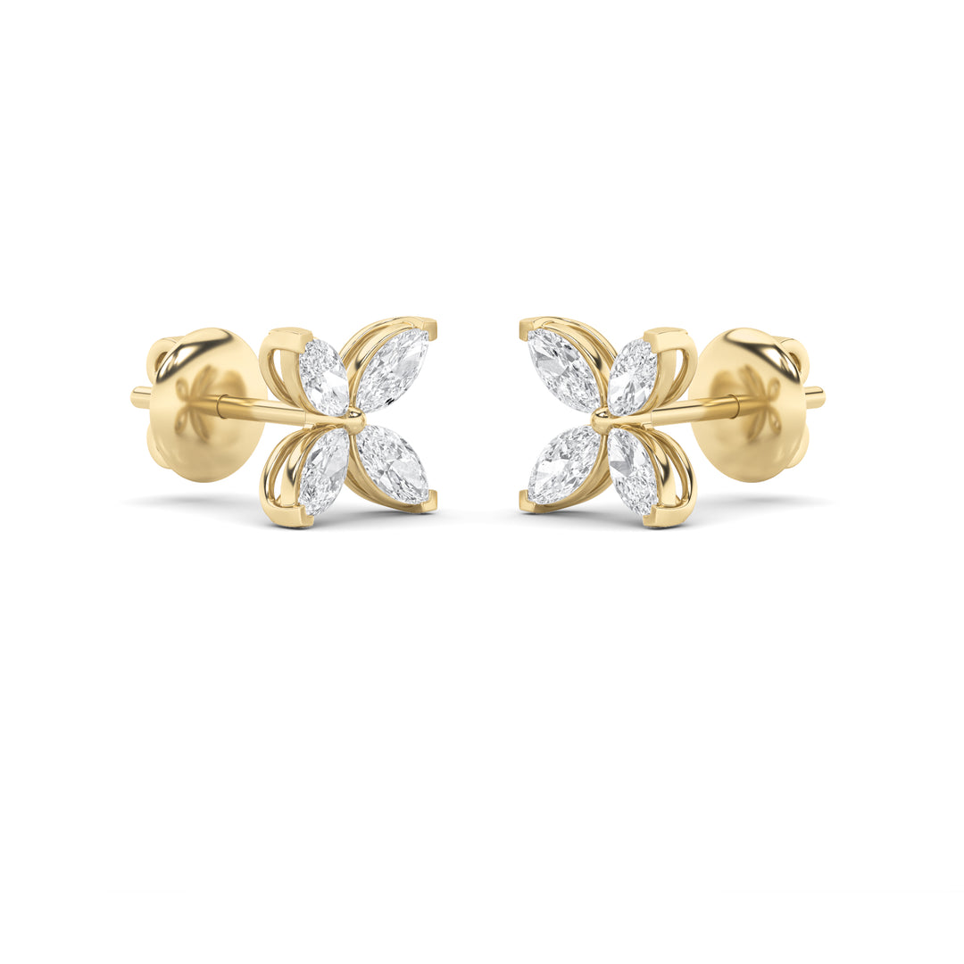 1.5CTW Marquise Shaped Lab Grown Diamond (G/VS) Flower Earrings in 14K Gold