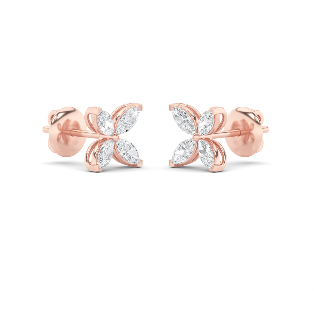 1.5CTW Marquise Shaped Lab Grown Diamond (F/VVS) Flower Earrings in 14K Gold