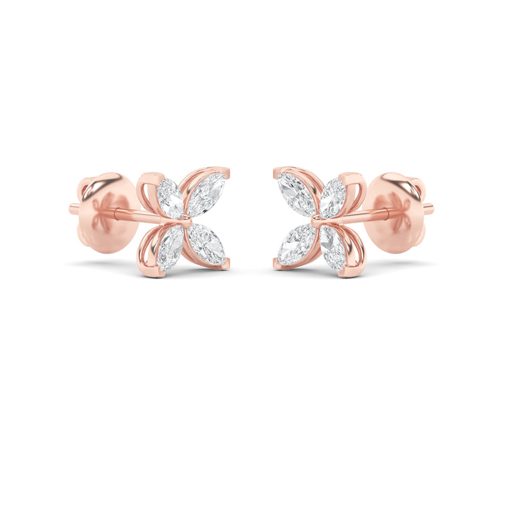 1.5CTW Marquise Shaped Lab Grown Diamond (F/VVS) Flower Earrings in 14K Gold