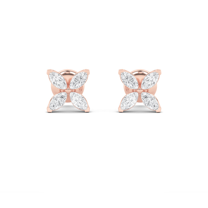 1.5CTW Marquise Shaped Lab Grown Diamond (F/VVS) Flower Earrings in 14K Gold