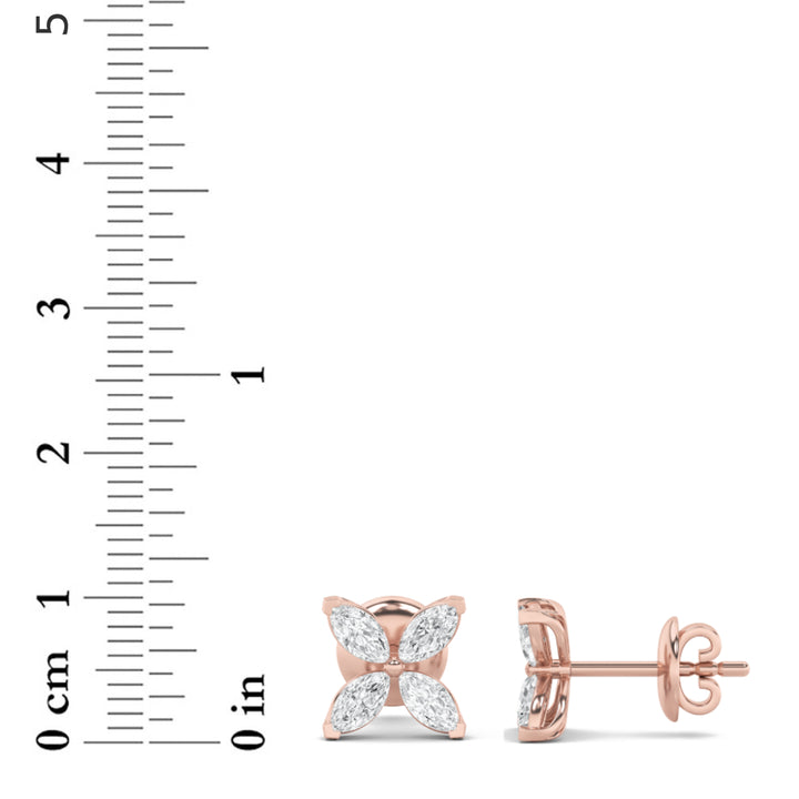 1.5CTW Marquise Shaped Lab Grown Diamond (F/VVS) Flower Earrings in 14K Gold