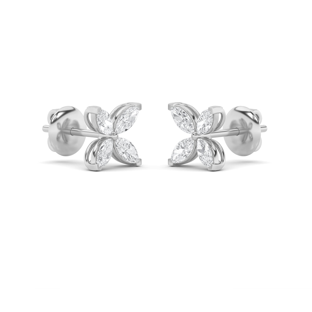 2CTW Marquise Shaped Lab Grown Diamond (F/VS) Flower Earrings in 14K Gold
