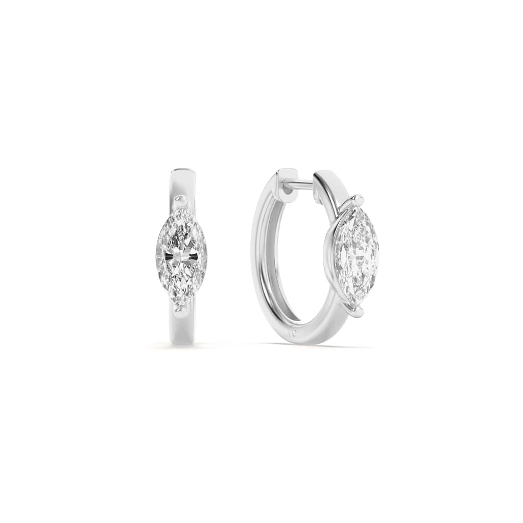 1.5CTW Marquise Shaped Lab Grown Diamond (F/VS) Solitaire Huggie Earrings in 14K Gold