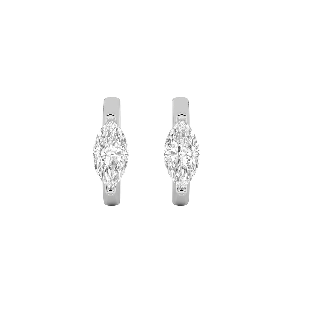 1.5CTW Marquise Shaped Lab Grown Diamond (F/VS) Solitaire Huggie Earrings in 14K Gold