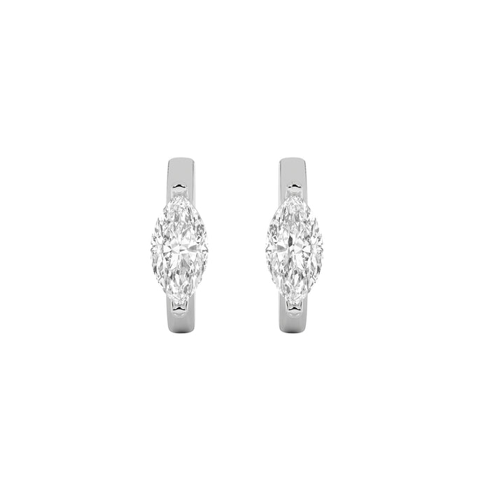 1.5CTW Marquise Shaped Lab Grown Diamond (F/VS) Solitaire Huggie Earrings in 14K Gold
