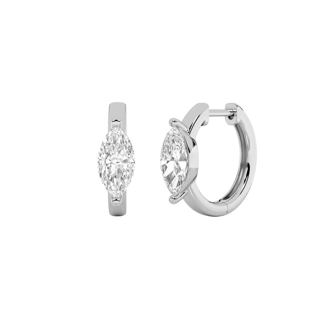 1.5CTW Marquise Shaped Lab Grown Diamond (G/VS) Solitaire Huggie Earrings in 14K Gold